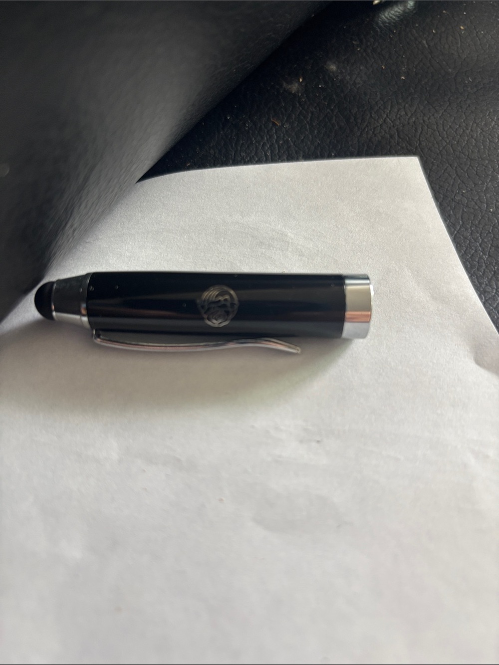 Black Carbon Fiber Ballpoint Pen with Silver Accents - Picture 3 of 7